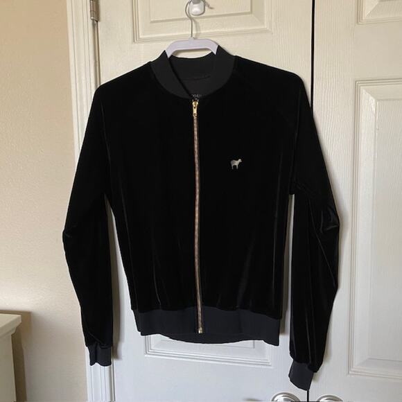 Goldsheep Velvet Jacket Full Zip Black Lightweight Gym Transition Women's M - Picture 2 of 7